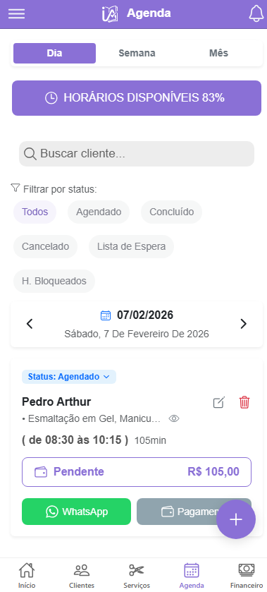 Tela da agenda do ISAAgenda